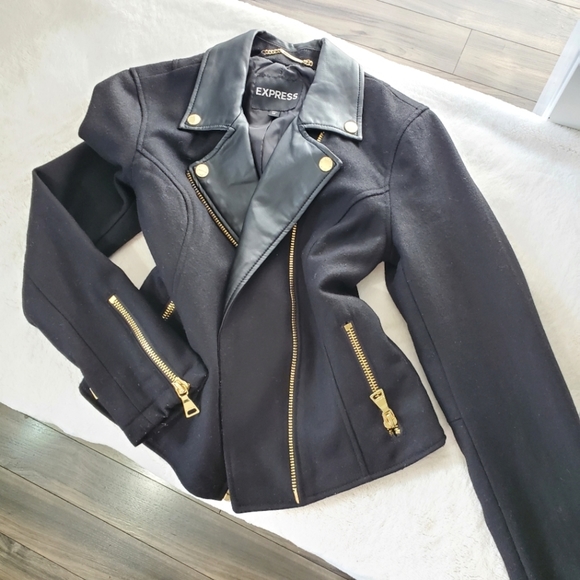 Express Jackets & Blazers - Express faux leather poly moto biker jacket